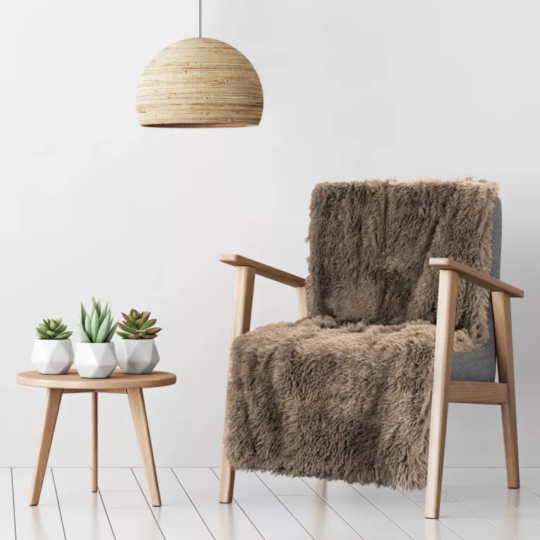 Narzuta na fotel-koc o strukturze miękkiego futra 70x160 cm ciemnobeżowa TIFFANY DESIGN 91 Eurofirany