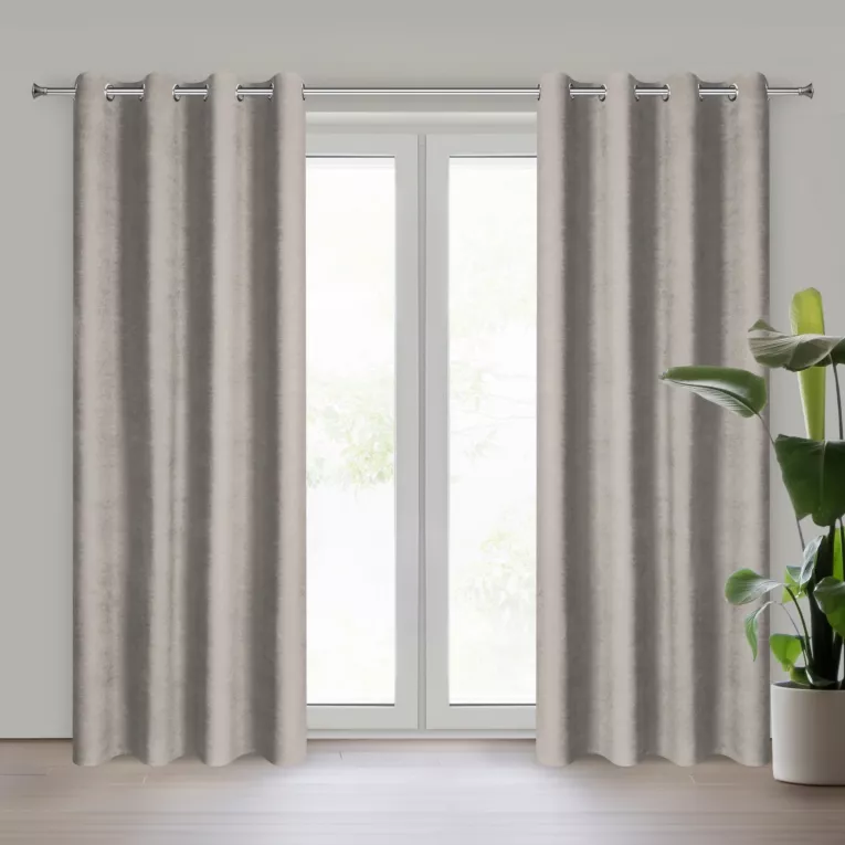 Zasłona brązowa z tkaniny welurowej 300x300 cm przelotka - Dora Eurofirany