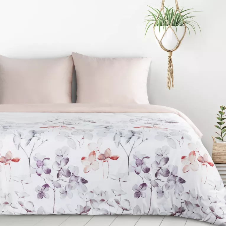 Pościel 140x200 cm kolor biało, pudrowy z motywem kwiatów VERONO7 design 91 Eurofirany