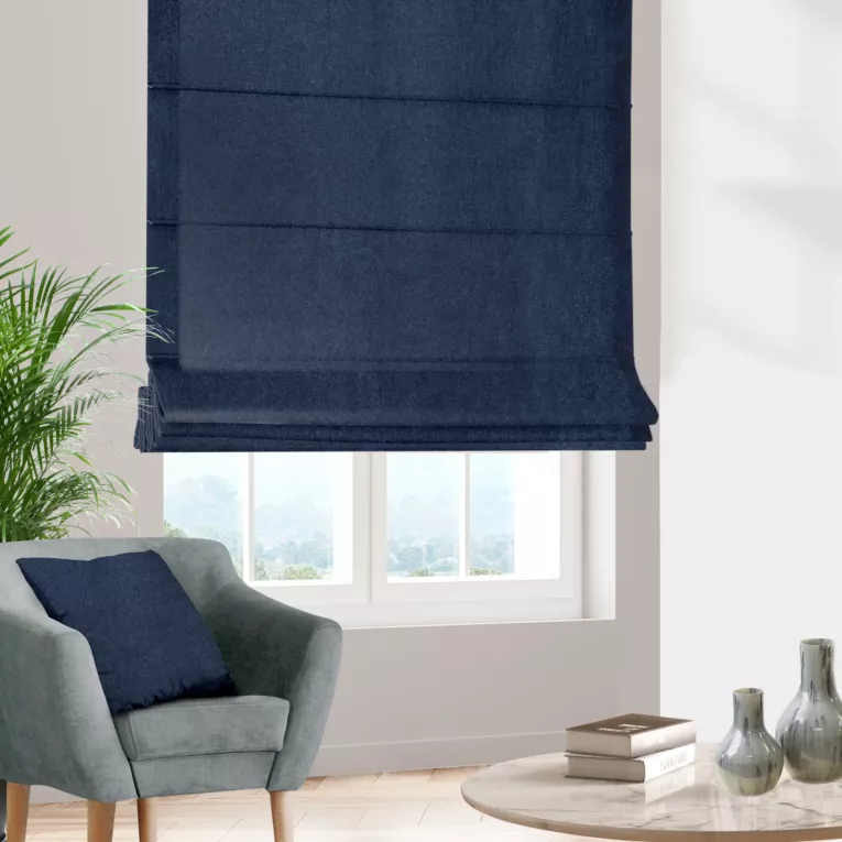 Roleta rzymska VISCAYA granatowa z melanżowej i miłej w dotyku tkaniny