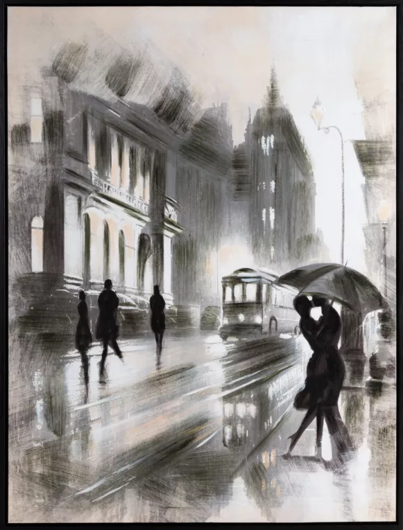 Obraz malowany ręcznie na płótnie w spokojnej kolorystyce Eurofirany