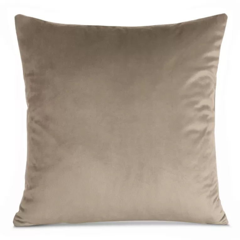 Poszewka na poduszkę 45x45 cm welwetowa o delikatnym połysku gładka ciemnobeżowa GAJA 1 Eurofirany