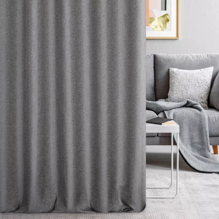 Zasłona szyta na taśmie fala niebieska z miękkiej tkaniny z efektem melanżu