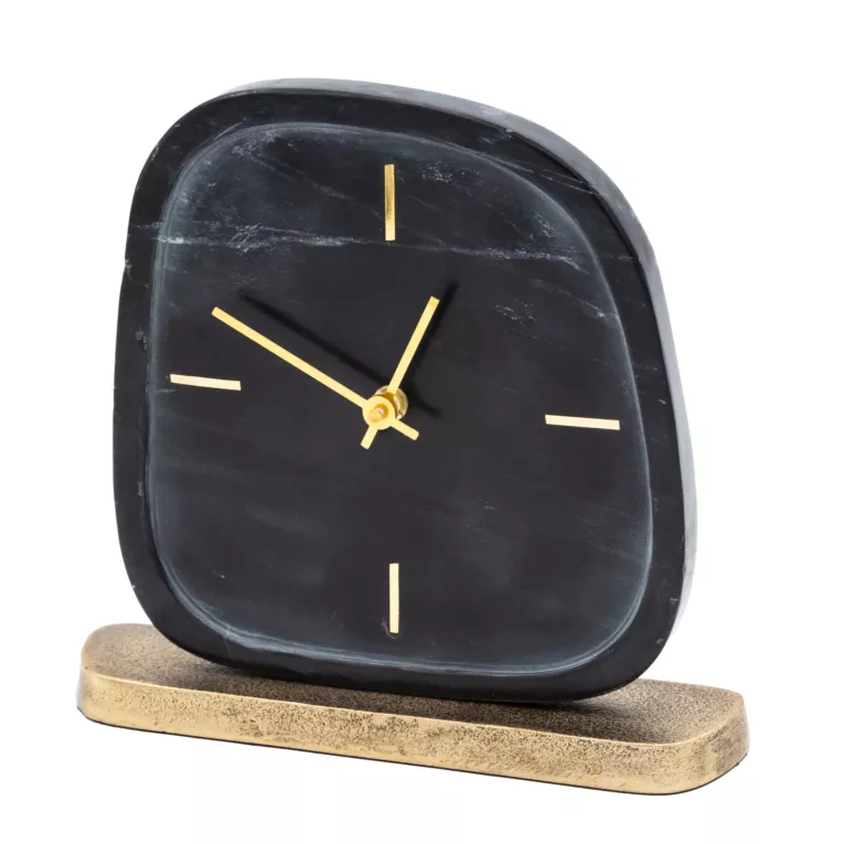 Dekoracyjny zegar stołowy zdobiony marmurowym wzorem Eurofirany