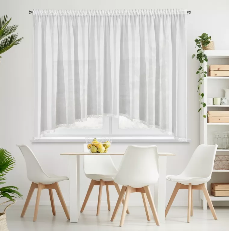 Firana biała z ozdobną koronką 400x150 cm taśmie - CANDY Eurofirany