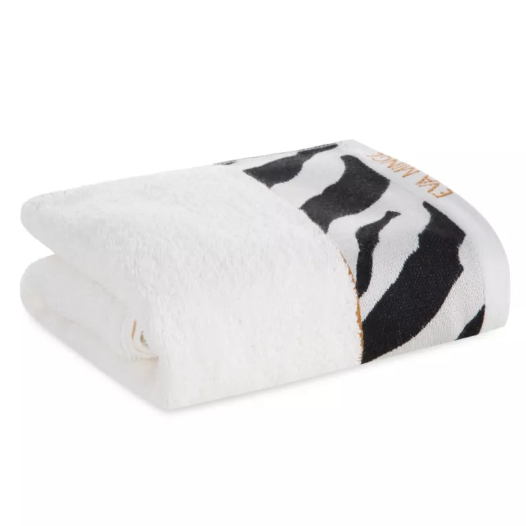 Ręcznik kąpielowy 50X90 cm bawełniany kolor kremowy,czarny z designerską bordiurą 500 g/m2 EVA 22 Eva Minge Eurofirany