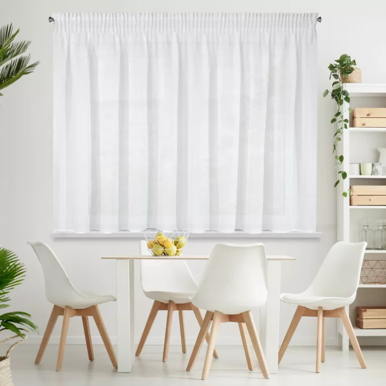 Firana biała z etaminy z lekkim połyskiem 300x145 cm taśma VIOLA Eurofirany