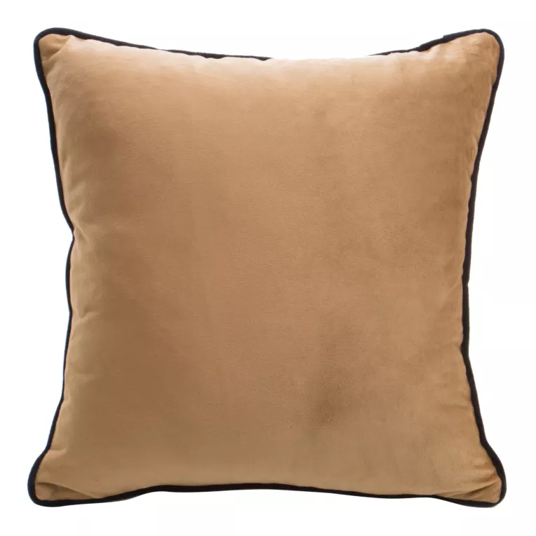 Poszewka na poduszkę 40x40 cm welwetowa z ozdobną wypustką na brzegach miodowa MEL Eurofirany