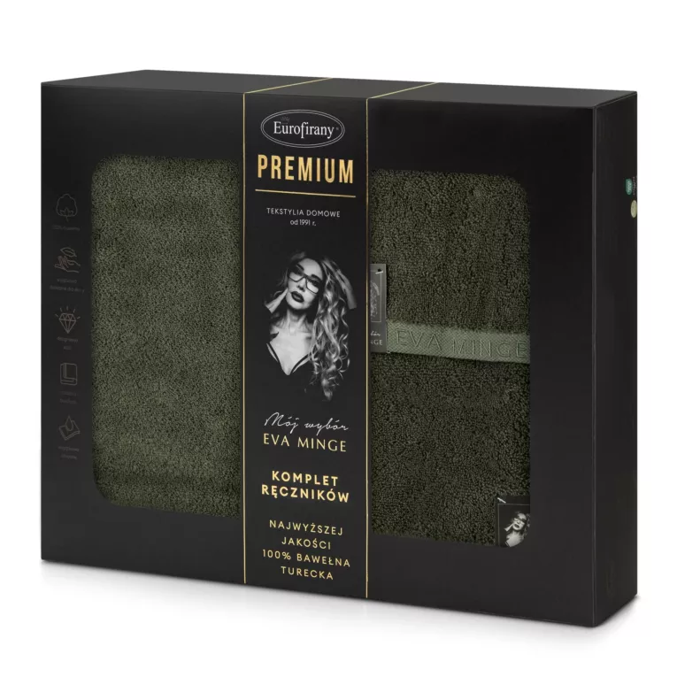 Zestaw ręczników bawełnianych 3 szt kolor ciemnooliwkowy 550 g/m2 VENUS Eva Minge Eurofirany