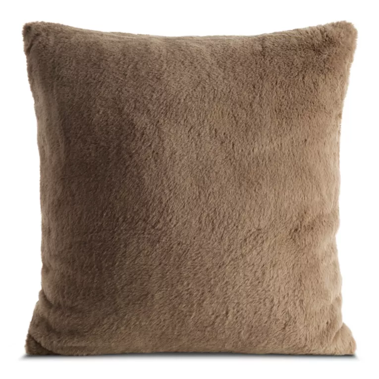 Poszewka na poduszkę 60x60 cm beżowa z miękkiej futrzanej tkaniny NINA Eurofirany