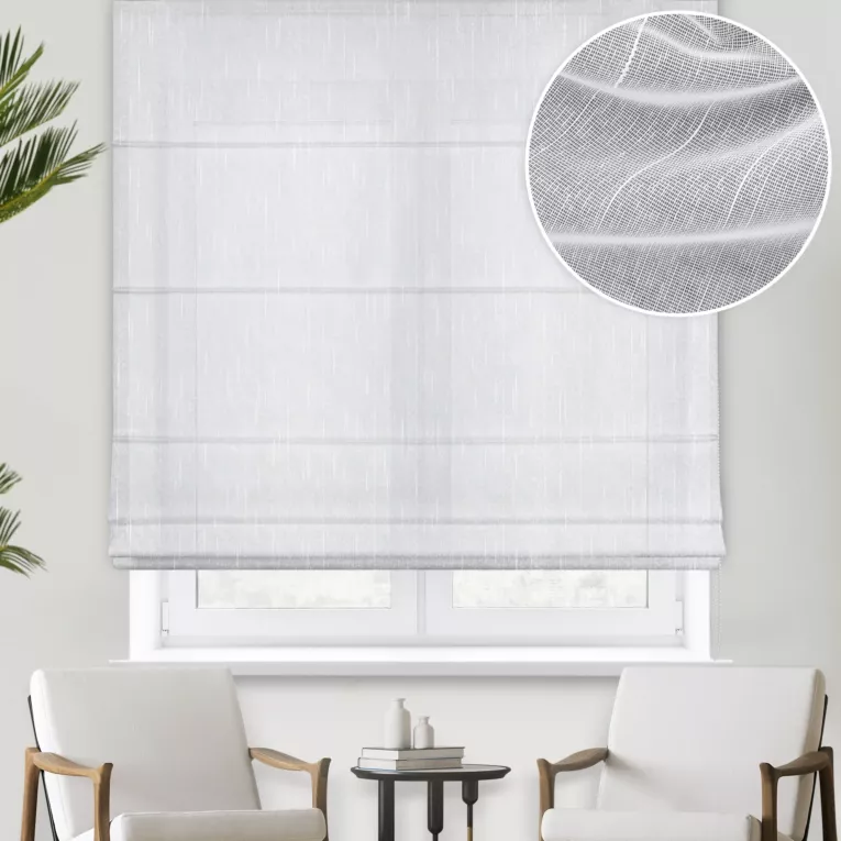 Roleta rzymska biała foto-katalityczna tkanina, oczyszczająca powietrze z substancji szkodliwych