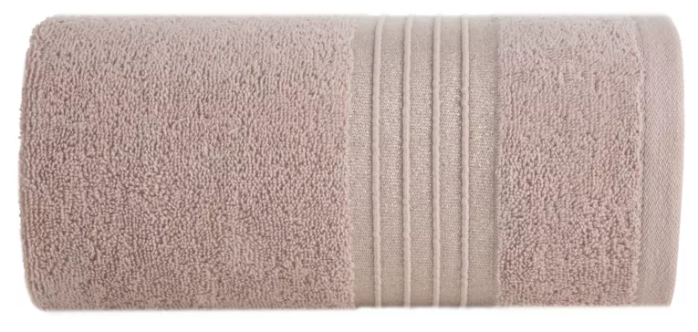Ręcznik do rąk 30x50 cm bawełniany kolor pudrowy róż zdobiony paseczkami 500 g/m2 LILA Eurofirany