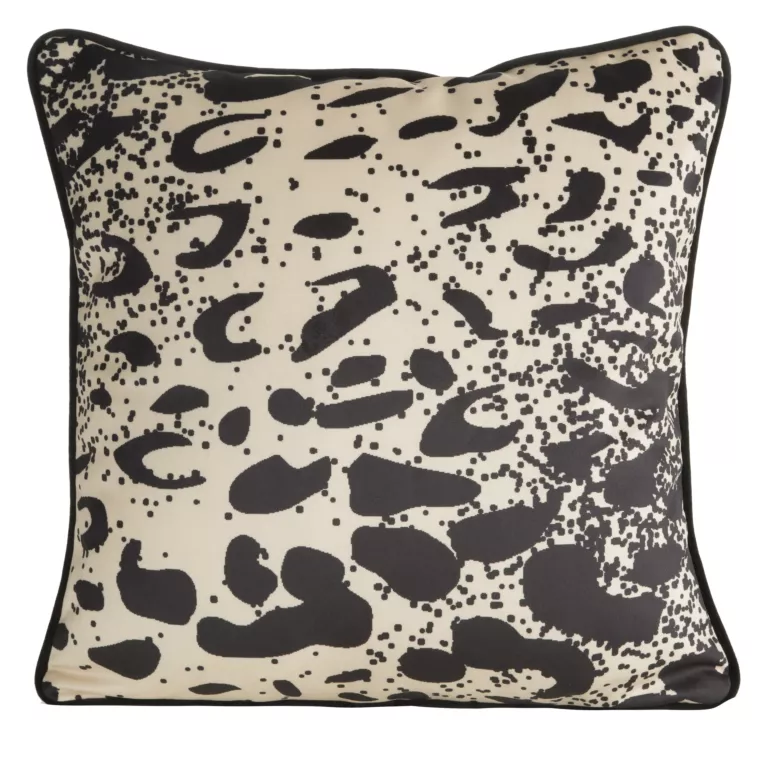 Poszewka na poduszkę 45x45 cm welwetowa z designerskim nadrukiem i wypustką na brzegach czarno, beżowa MING 14 B EVA MINGE Eurofirany