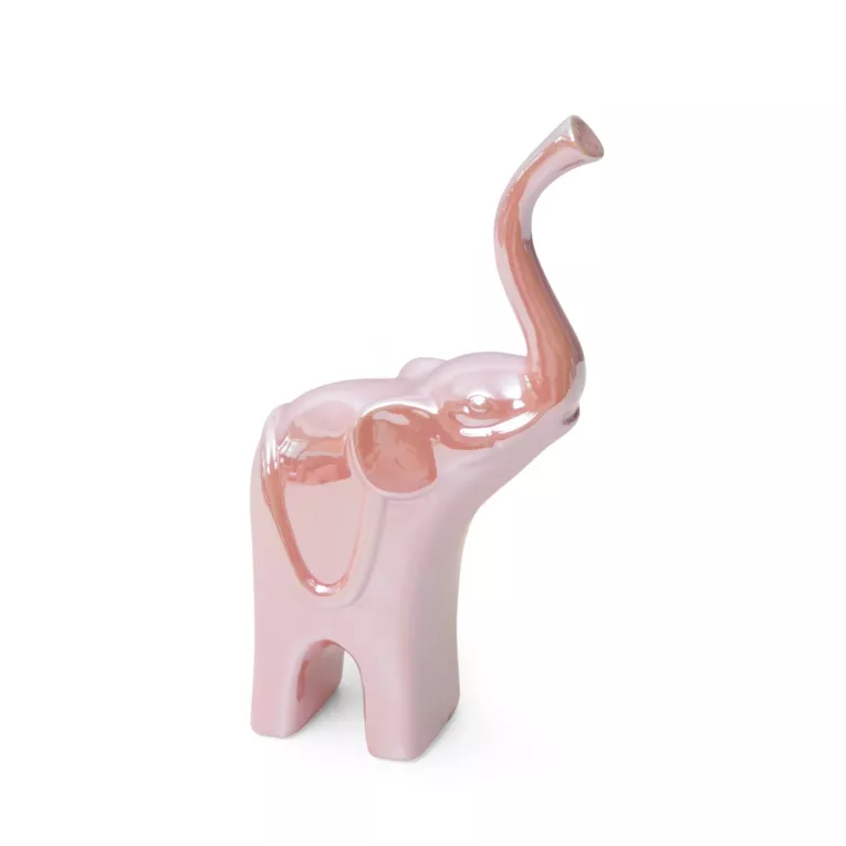 SIMONA 1 RÓŻOWA FIGURKA CERAMICZNA OWOC SŁOŃ NA SZCZĘŚCIE 12x7x24 cm EUROFIRANY