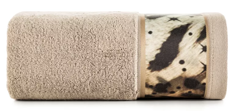 Ręcznik kąpielowy 50X90 cm bawełniany kolor beżowy z designerską bordiurą 500 g/m2 EVA 15 Eva Minge Eurofirany