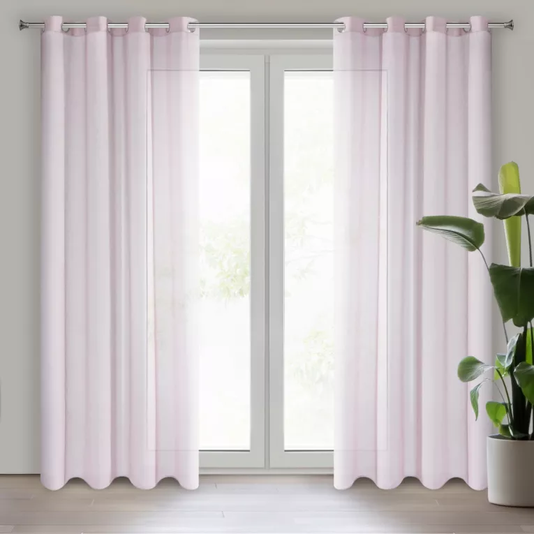 Dekoracja okienna różowa z gładkiej etaminy 140x250 cm przelotka ESIM Eurofirany