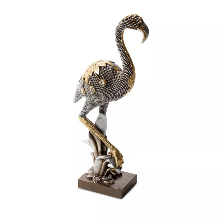 KALI SREBRNA FIGURKA DEKORACYJNA FLAMING W NOWOCZESNYM STYLU 16x8x35 cm EUROFIRANY