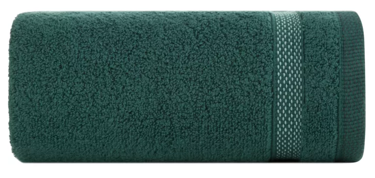 Ręcznik do rąk 30x50 cm bawełniany kolor ciemnozielony zero twist z bordiurą w paski 400 g/m2 RIKI Eurofirany