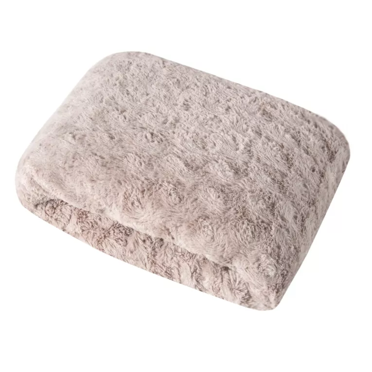 Narzuta o strukturze futra z wzorem róż i połyskiem Eurofirany