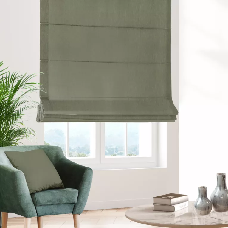 Roleta rzymska STYLE stalowa o naturalnym charakterze, z widocznym, ozdobnym splotem