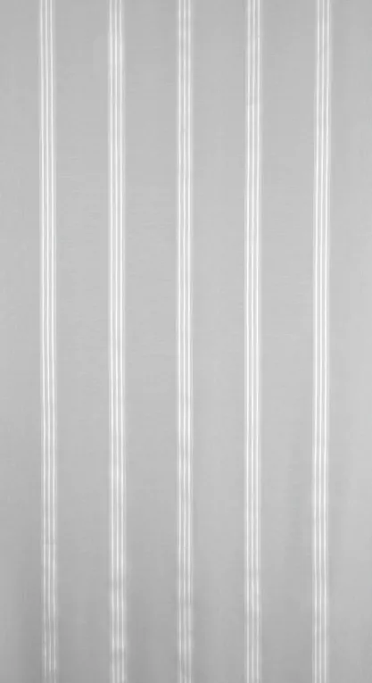 Firana szyta na taśmie 8 cm SALVADOR biało srebrna z etaminy o naturalnym splocie z pionowymi pasami, wykończona obciążnikiem