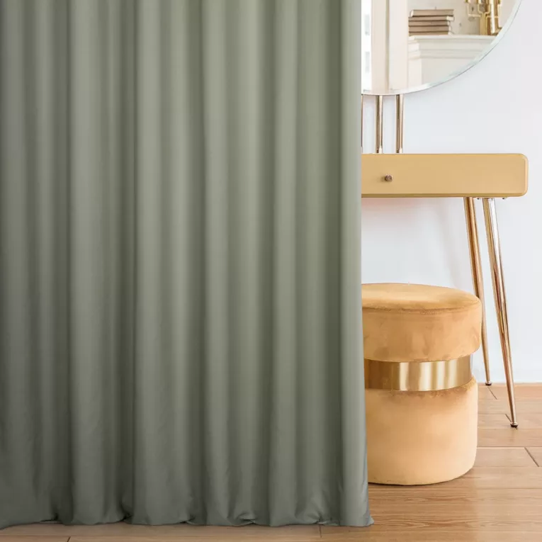 Zasłona szyta na tunelu popielata z matowej gładkiej tkaniny