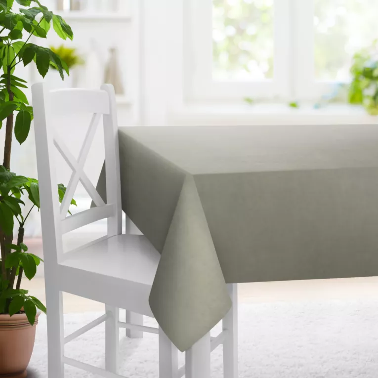 Obrus szyty ENYA szarobeżowy z miękkiej półmatowej tkaniny welwetowej