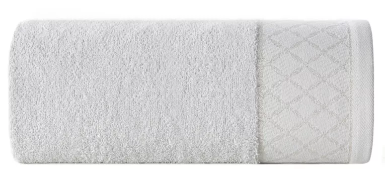 Ręcznik kąpielowy 50x90 cm bawełniany kolor srebrny zdobiony wzorem geometrycznym 500 g/m2 LAYLA Eurofirany