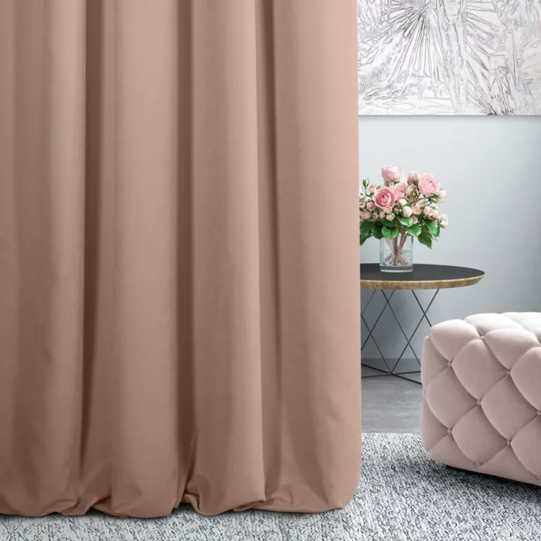 Zasłona szyta na flexach DORA - HIT ciemnoróżowa z miękkiej tkaniny o welurowej strukturze