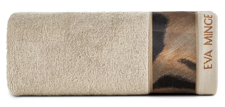 Ręcznik do rąk 30x50 cm bawełniany kolor beżowy,czarny z designerską bordiurą 500 g/m2 EVA 23Eva Minge Eurofirany