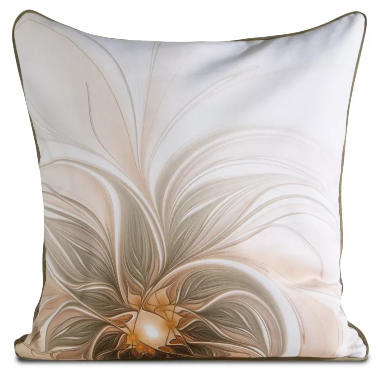 Poszewka na poduszkę 60x60 cm welwetowa z designerskim nadrukiem i wypustką na brzegach beżowo, brązowa SOPHIA EWA MINGE Eurofirany