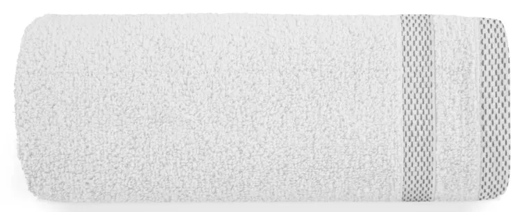 Ręcznik do rąk 30x50 cm bawełniany kolor biały zero twist z bordiurą w paski 400 g/m2 RIKI Eurofirany