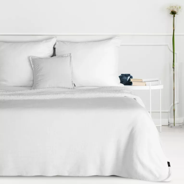 Koc  200x220 cm biały z miękkiego polaru ze strukturą baranka TEDY EUROFIRANY PREMIUM