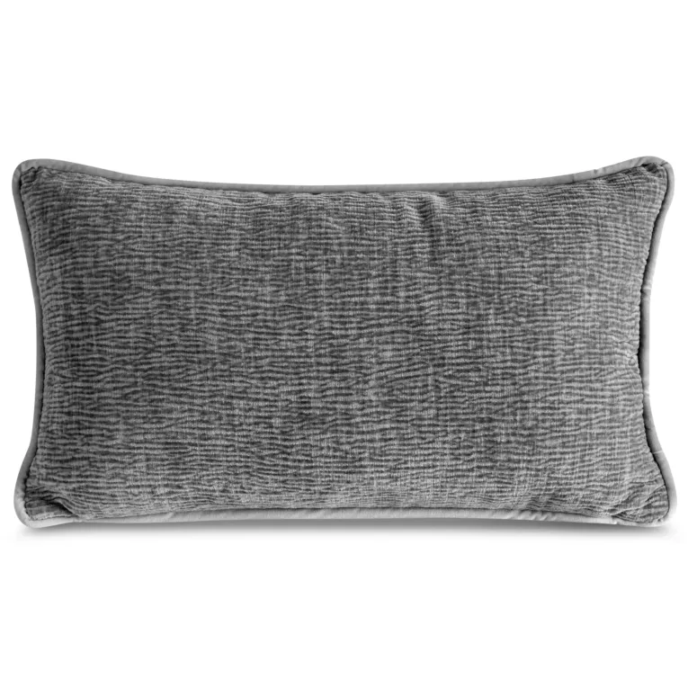 Poszewka na poduszkę 30x50 cm stalowa z szenilowej garbowanej tkaniny ROSI Eurofirany