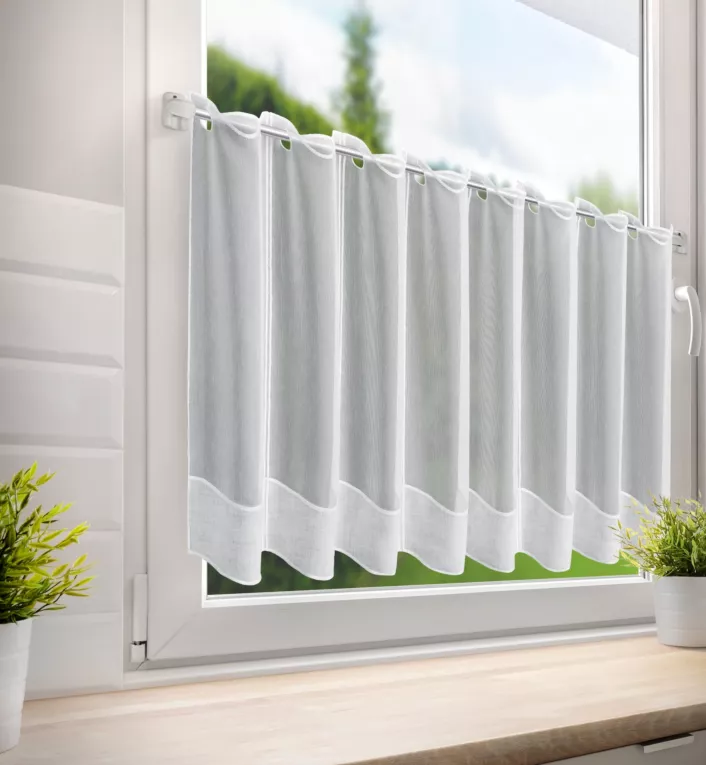 Tkanina firanowa zazdrostka zdobiona falą Eurofirany