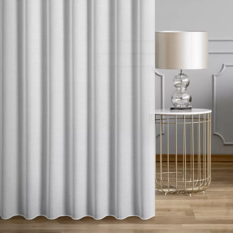 Firana szyta na taśmie 5 cm LINEN2 naturalna z gładkiej matowej etaminy o naturalnym splocie