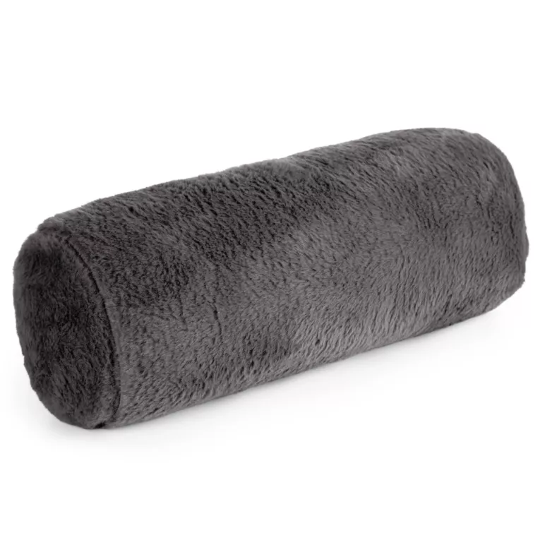 Poduszka wałek 15x45 cm stalowa z miękkiej futrzanej tkaniny  NINA Eurofirany