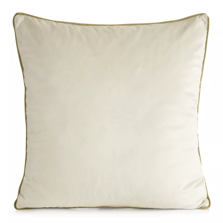 Poszewka na poduszkę 45x45 cm welwetowa o delikatnym połysku z ozdobną lamówką jasnobeżowa GAJA 2 Eurofirany