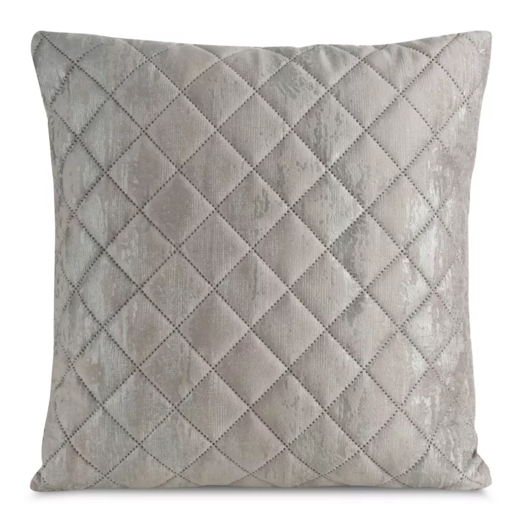 Poszewka na poduszkę 45x45 cm welwetowa pikowana metoda hot press zdobiona błyszczącym przecieranym nadrukiem beżowa BLINK 43 Eurofirany