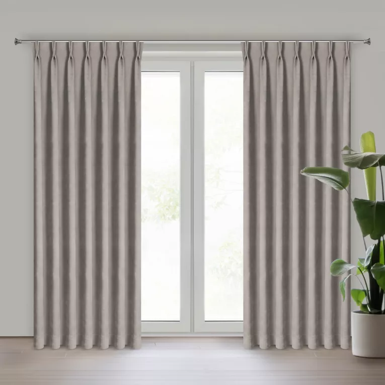 Zasłona brązowa z tkaniny welurowej 360x220 cm szerokość po zmarszczeniu flex 1:1,5 Dora Eurofirany