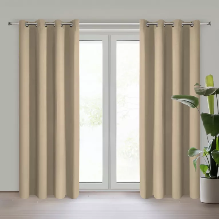 Zasłona beżowa z tkaniny typu dimout 140x250 cm przelotka NERISA Eurofirany