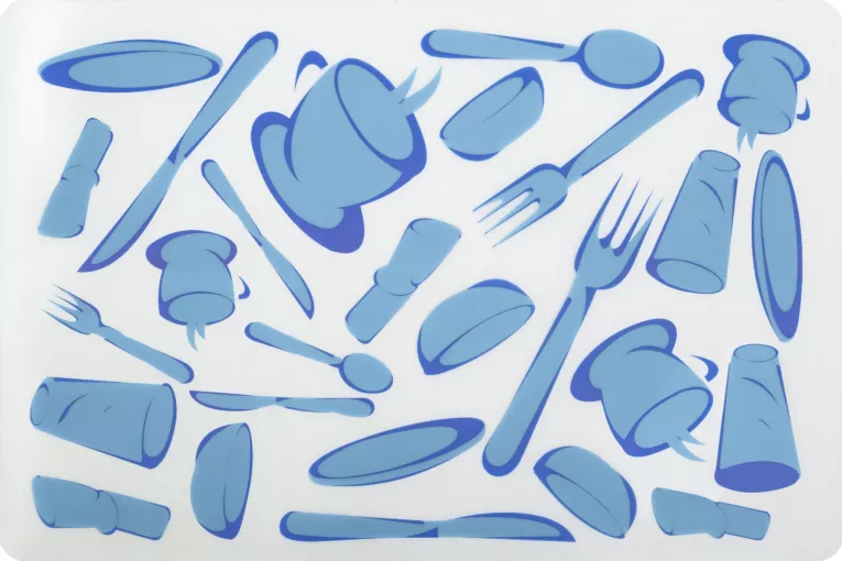 Podkładka na stół biała JULY z niebieskim wzorem Eurofirany