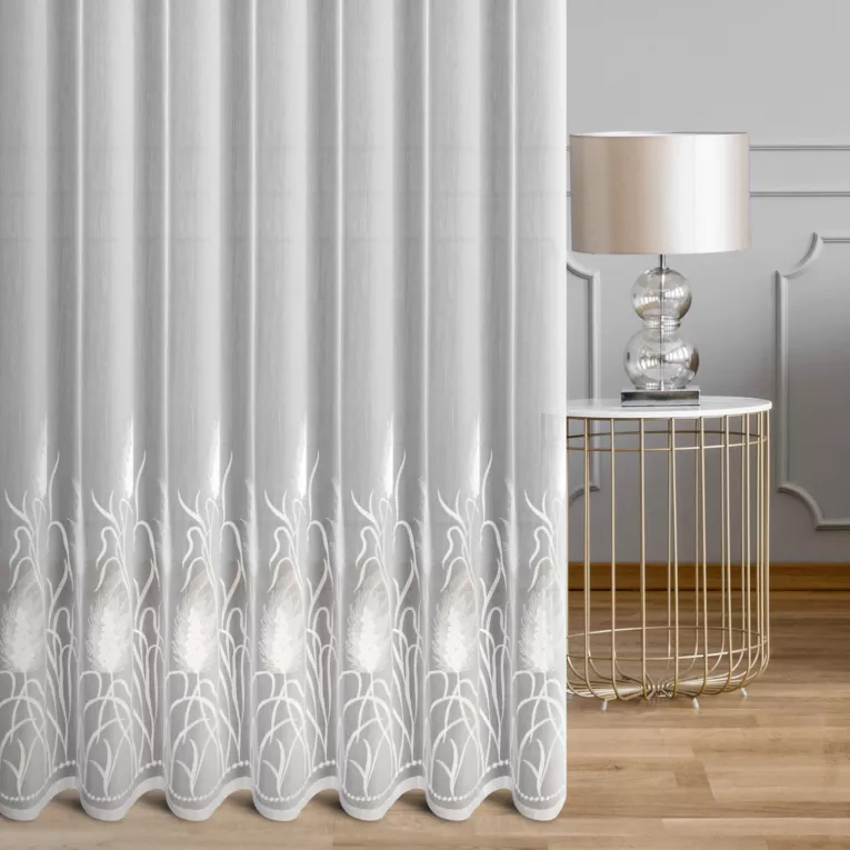 Tkanina firanowa z adenu zdobiona haftem ozdobnej trawy Eurofirany