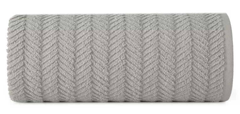 Ręcznik kąpielowy 50x90 cm bawełniany kolor srebrny zdobiony wzorem jodełki 550 g/m2 ETNO Eurofirany