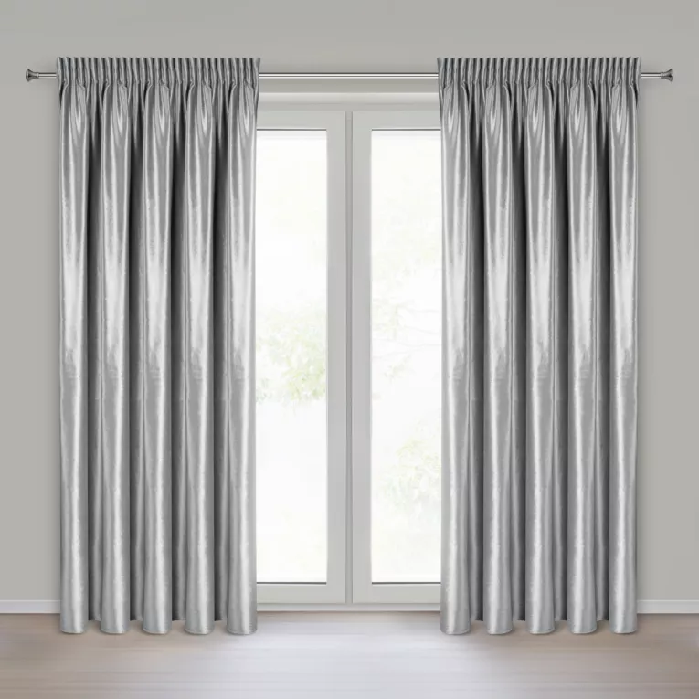 Zasłona srebrna z błyszczącego welwetu 140x270 cm taśma - CAMERON Eurofirany
