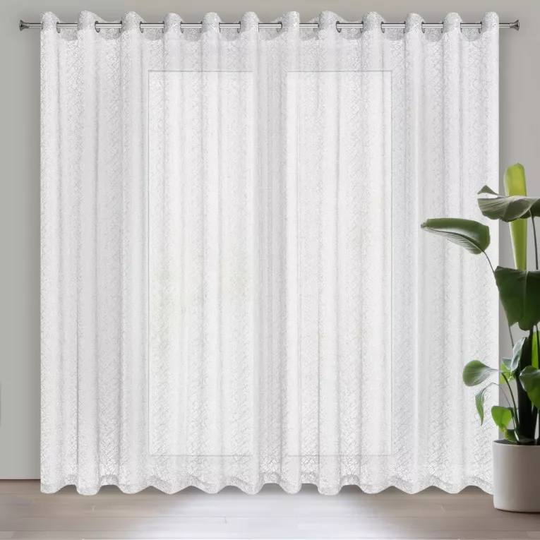 Firana biała o strukturze pajęczej sieci 300x250 cm przelotka AMANDA Eurofirany