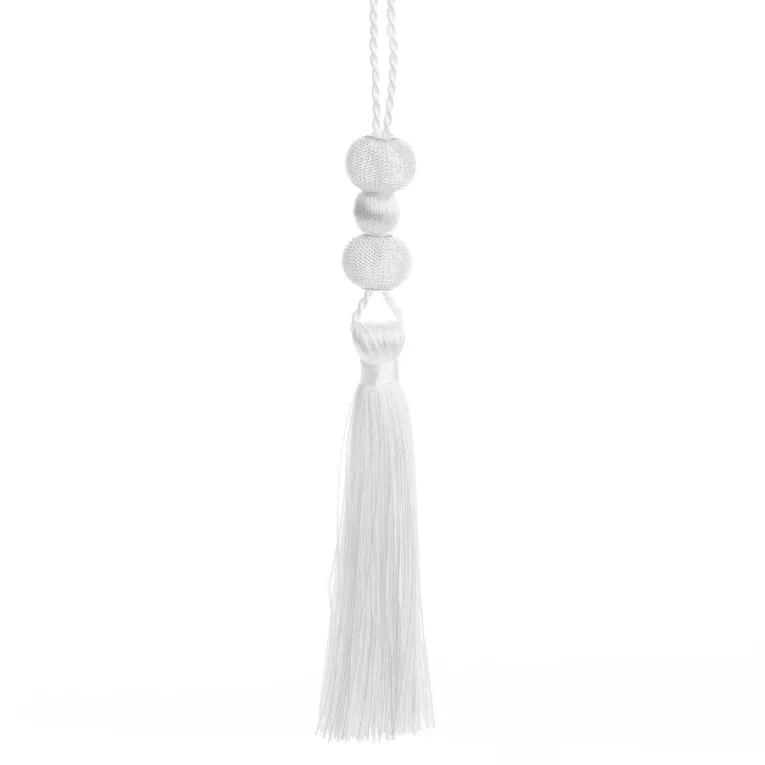 Upinacz do zasłon i firan biały HELEN 1 ze sznurem i dekoracyjnym chwostem 30 cm Eurofirany