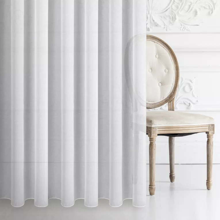 Firana szyta na flexach DOROTHY biała drobna siatka z dodatkiem delikatnie połyskującej nici