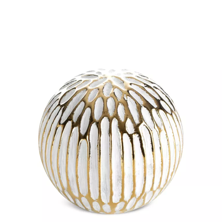 Kula ceramiczna biało, złota o ozdobnej fakturze średnica 9x9 cm ANDREA Eurofirany