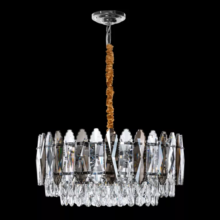Lampa wisząca do salonu złota NELA z zwisającymi kryształkami, z możliwością regulacji wysokości Eurofirany